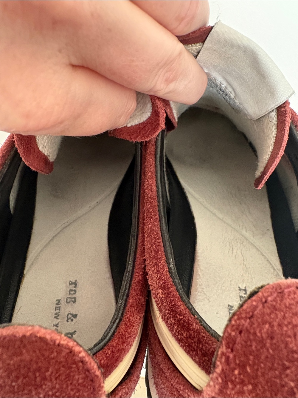 rag & bone Burgundy Suede Runner Sneakers with Cream Accent - Picture 2 of 13